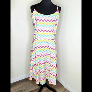 Unique Vintage Multicolor Zig Zag Summer Dress